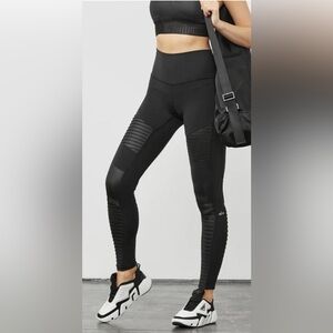 ALO Yoga‎ Black High-Rise Moto Ribbed Leggings